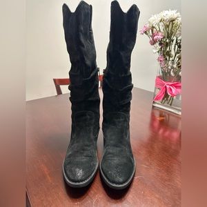 Born Barren Suede Leather Tall Slouch Almond Toe Velvet Lined Boots 9.5